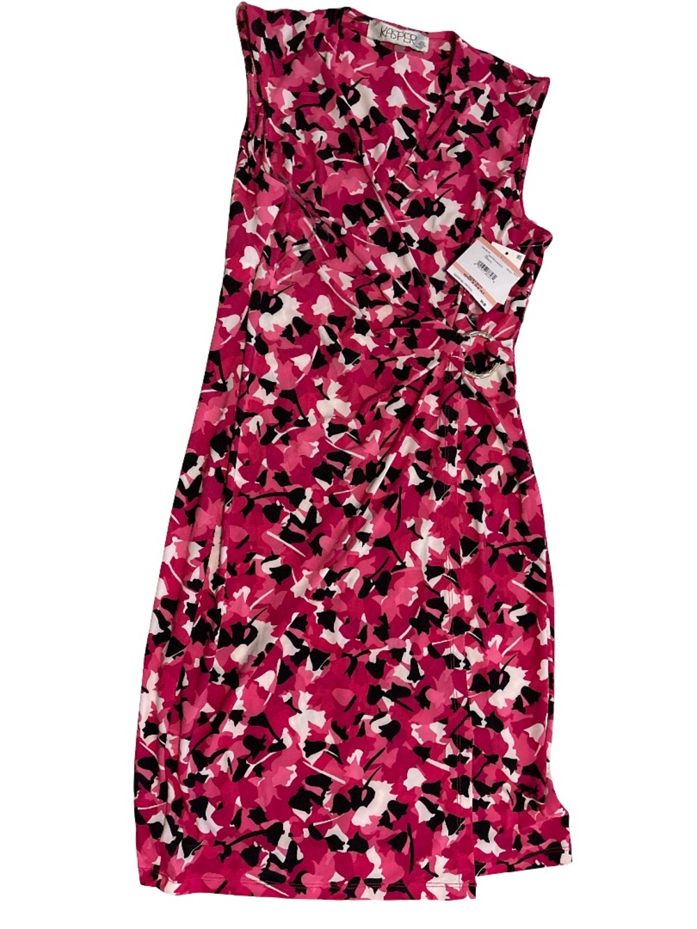 Kasper Pink Black White Abstract Print Sleeveless Dress